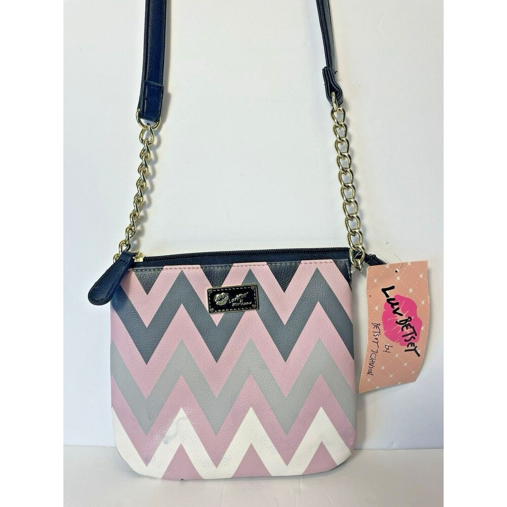 Luv Betsey by Betsey Johnson Light Pink Black  Geo Purse Bag Printed Crossbody